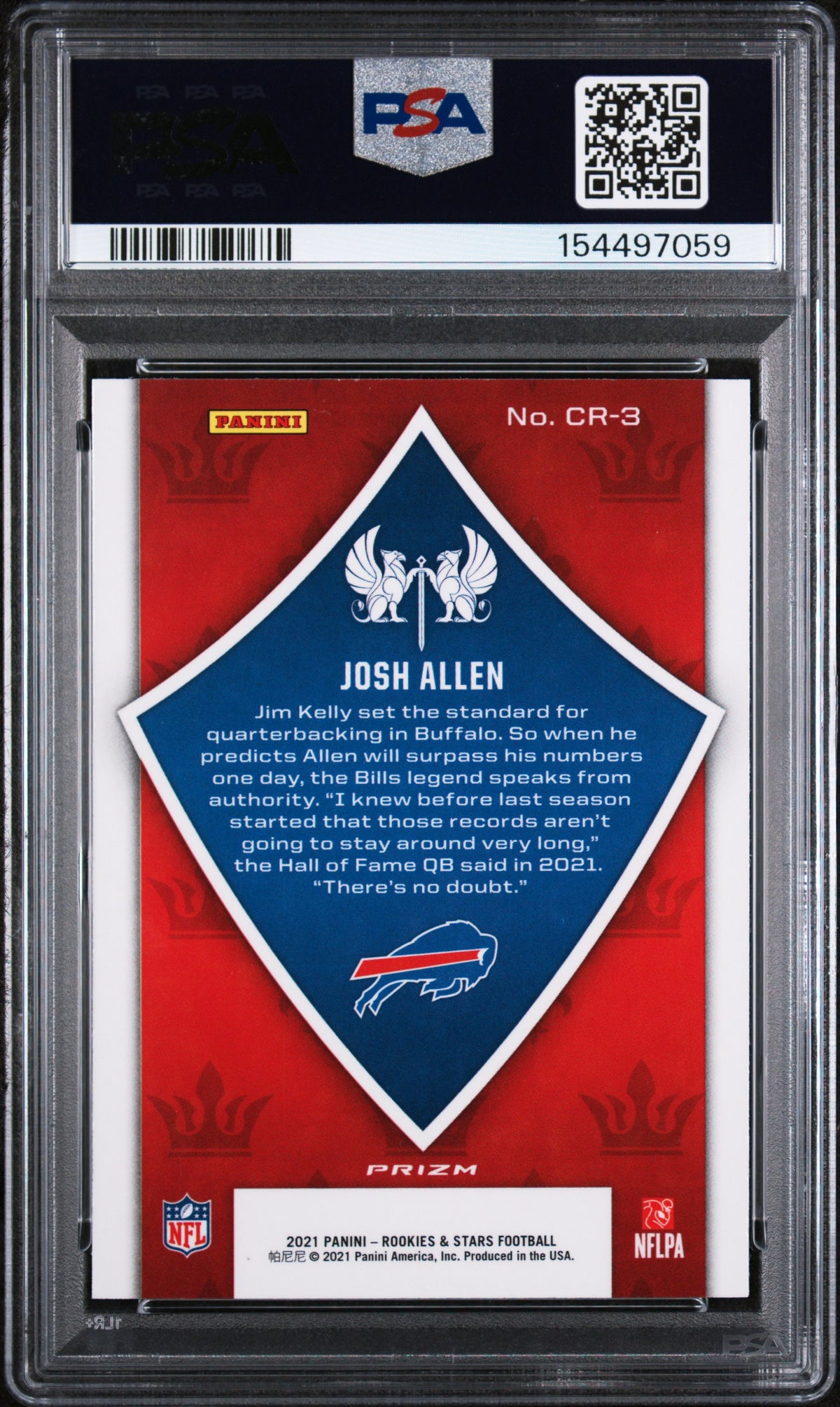 PSA cert 154497059 back — Josh Allen #CR3 Red Circles PSA 8