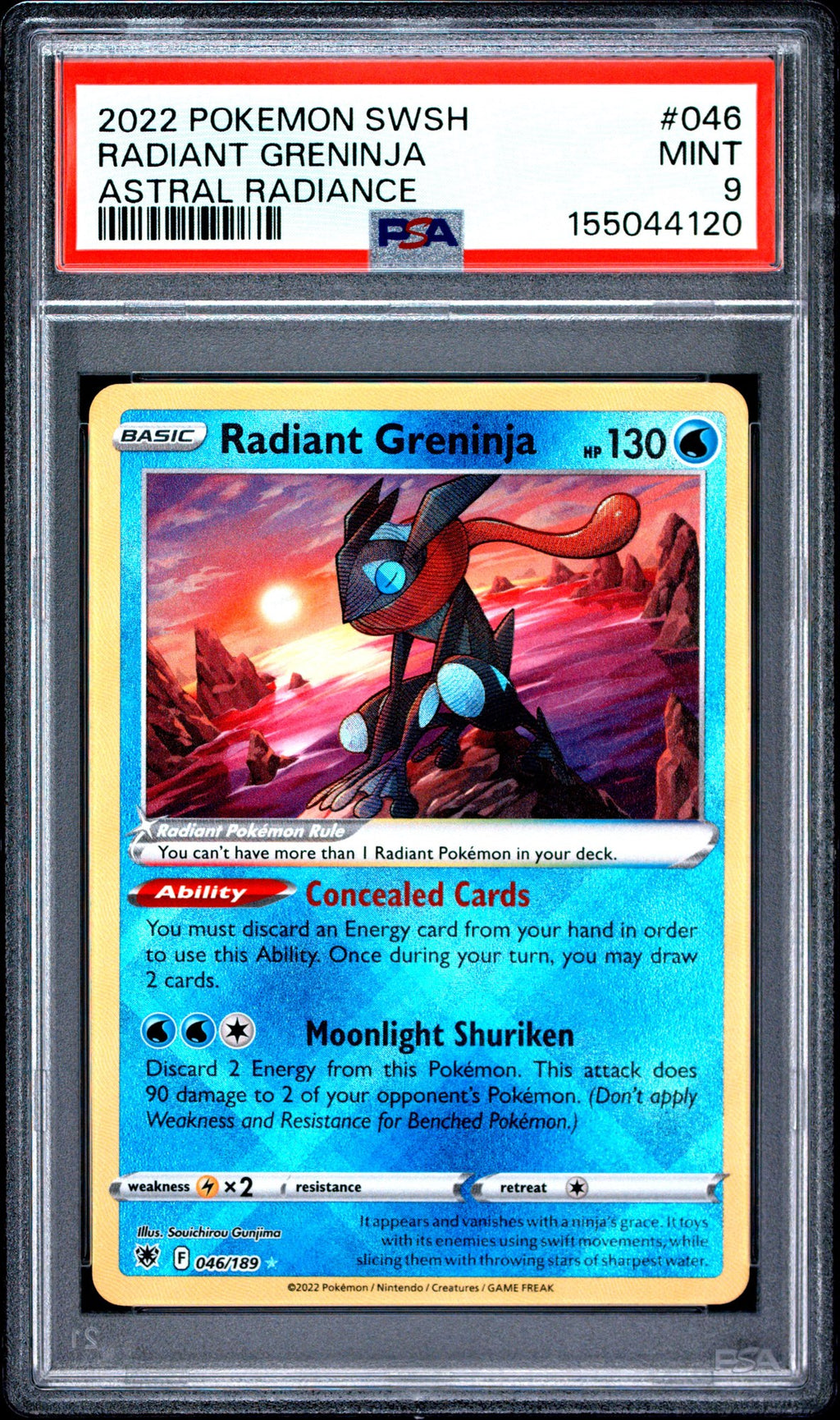 PSA cert 155044120 front — Radiant Greninja #046 PSA 9