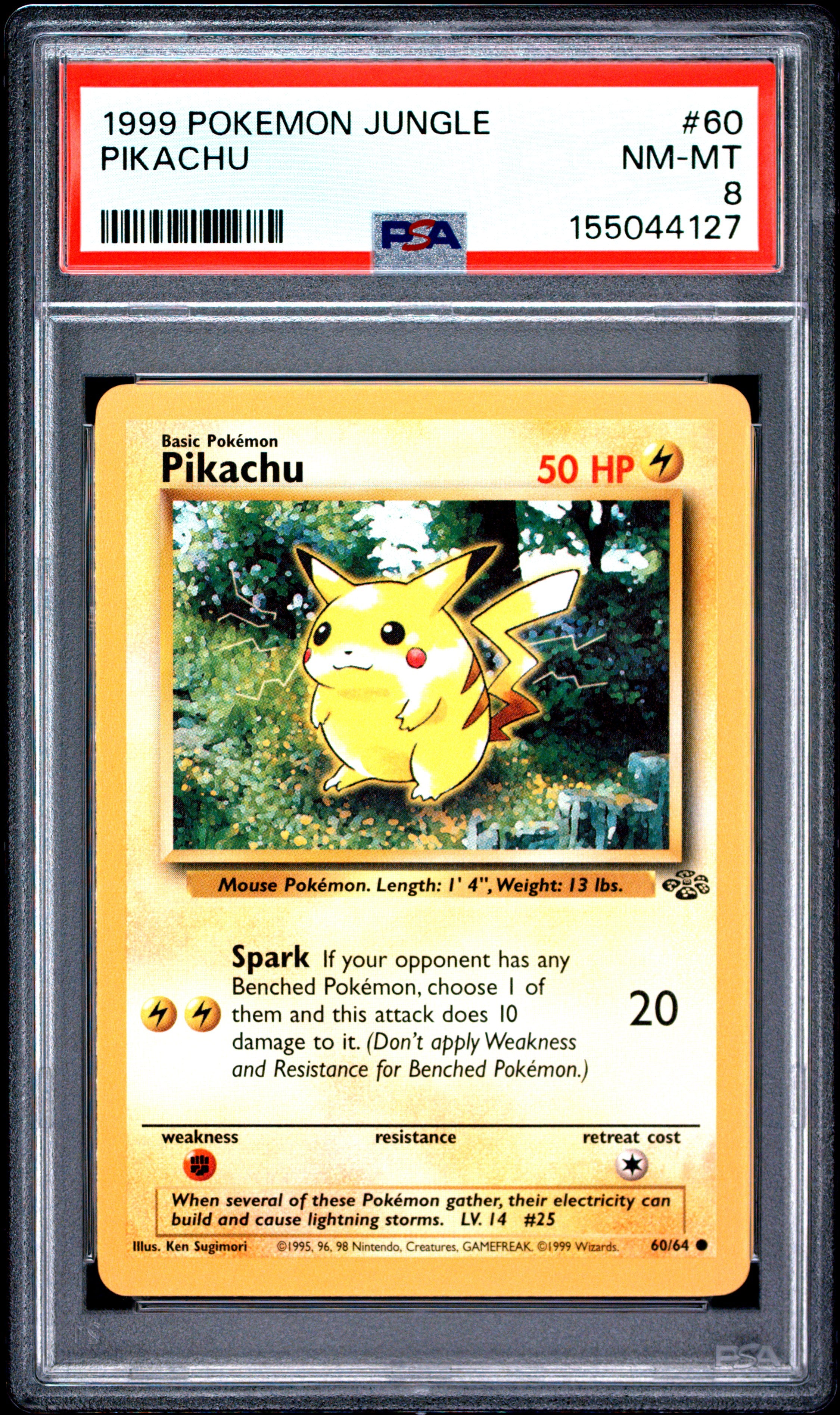 PSA cert 155044127 front — Jungle #60 Pikachu PSA 8
