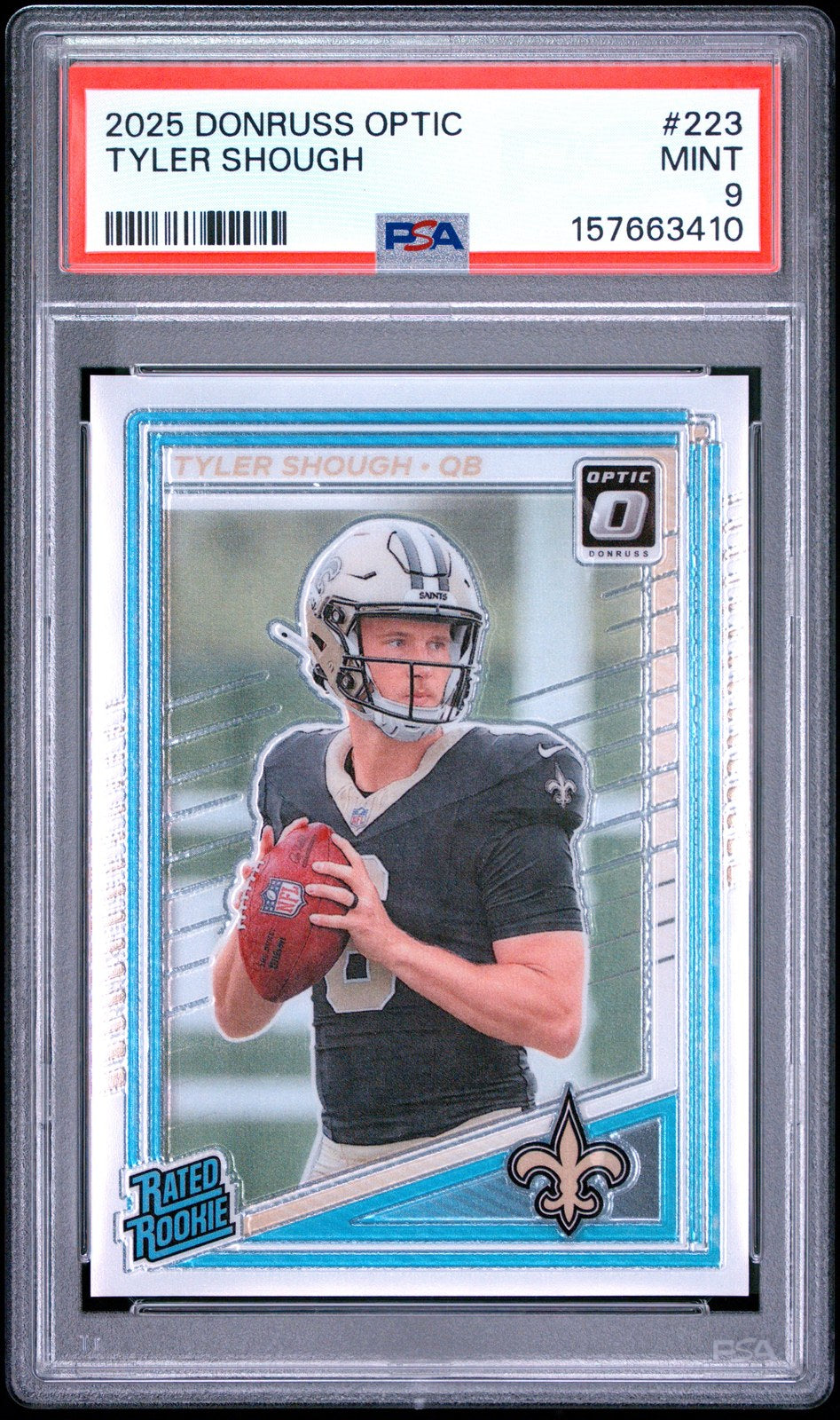 PSA cert 157663410 front — Tyler Shough #223 PSA 9