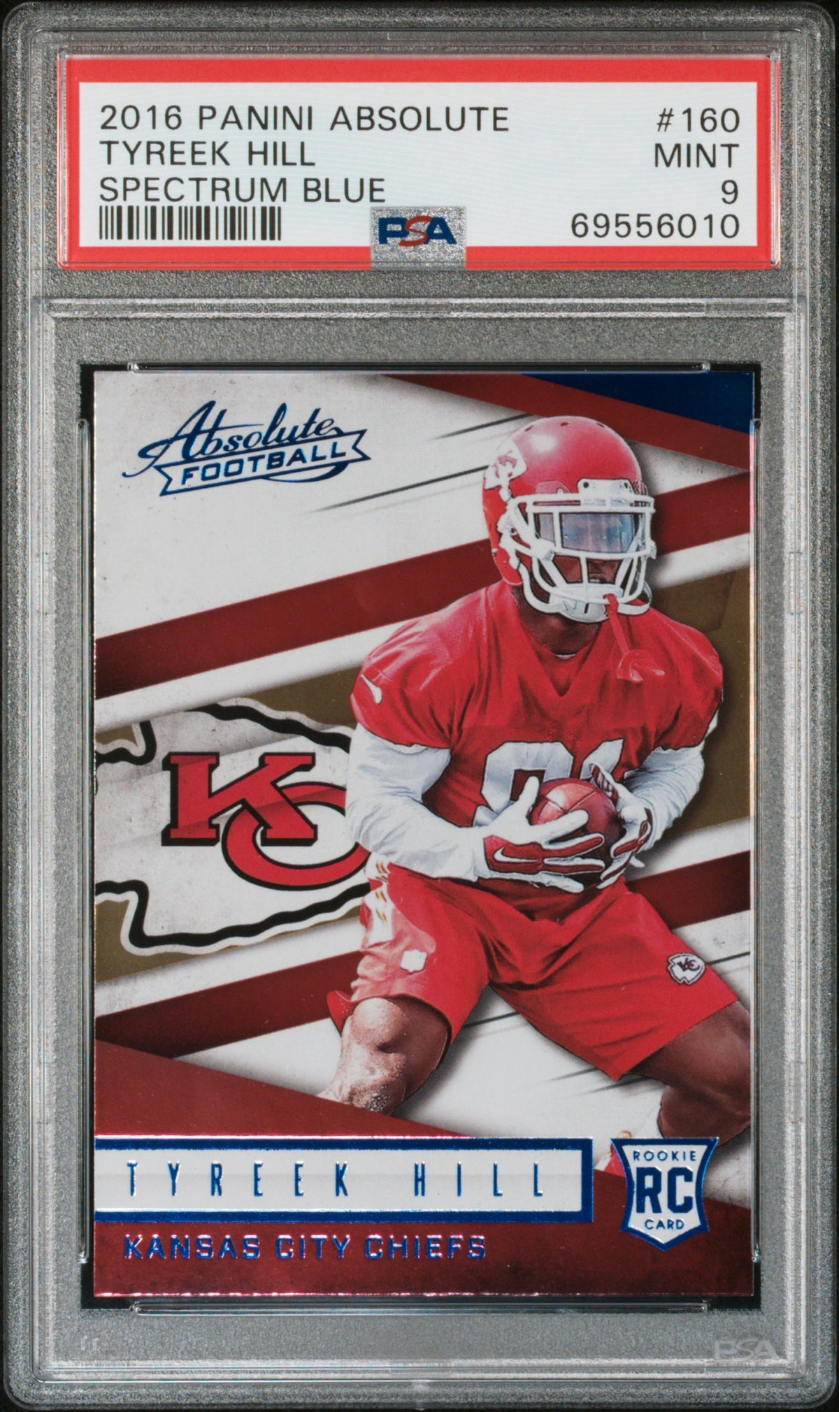 PSA 69556010 front — 2016 Absolute Tyreek Hill #160 Spectrum Blue PSA 9 RC