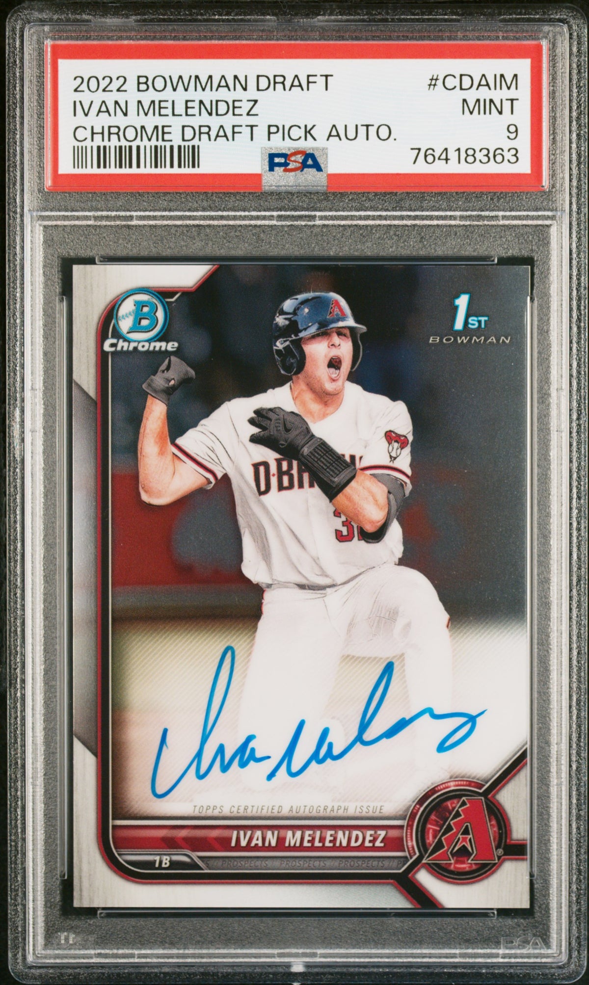 Ivan Melendez 2022 Bowman Chrome Draft #CDAIM Autograph PSA 9 - PSA cert 76418363 front