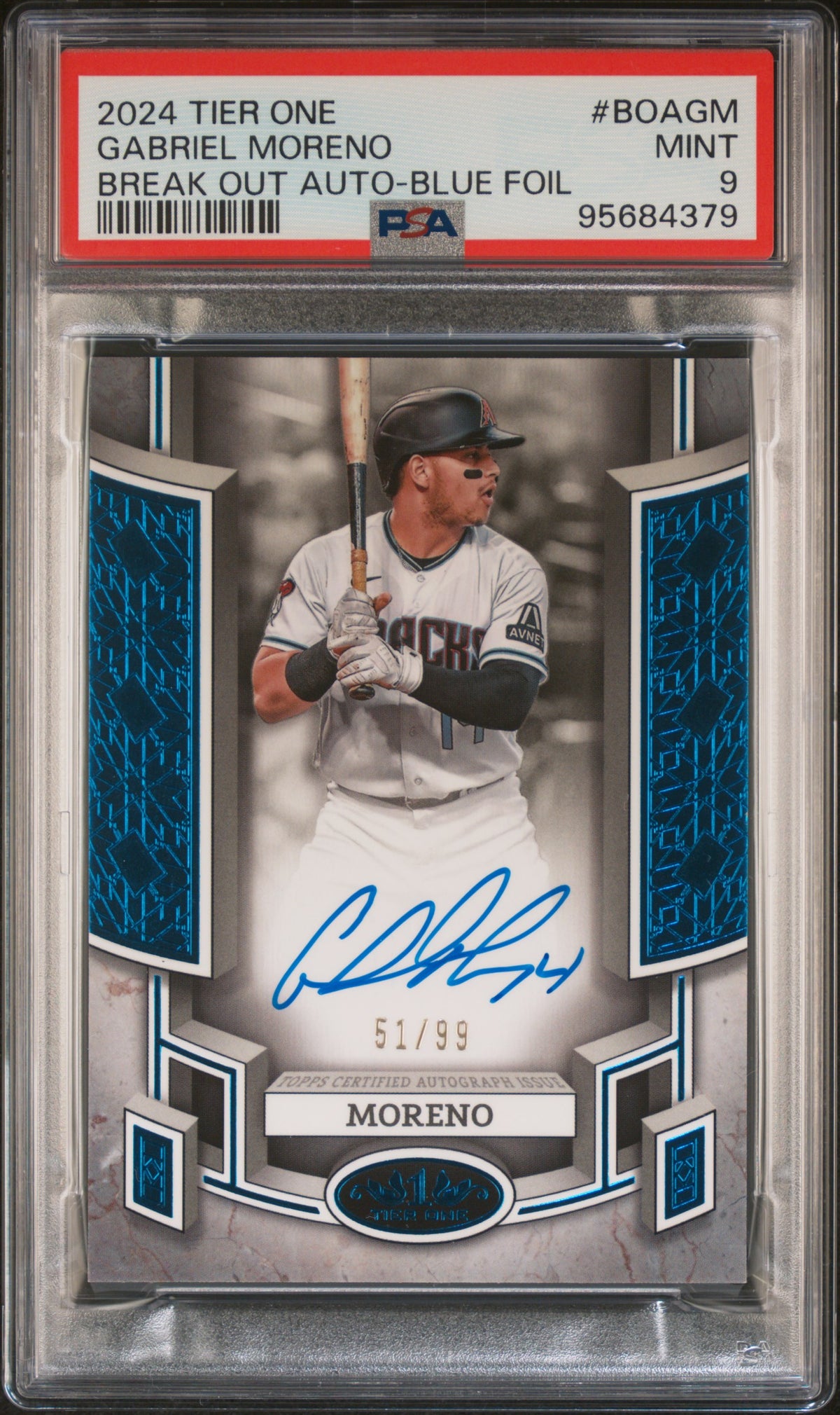 Gabriel Moreno 2024 #BOAGM Tier One Break Out Autograph Blue Foil /99 PSA 9 - PSA cert 95684379 front
