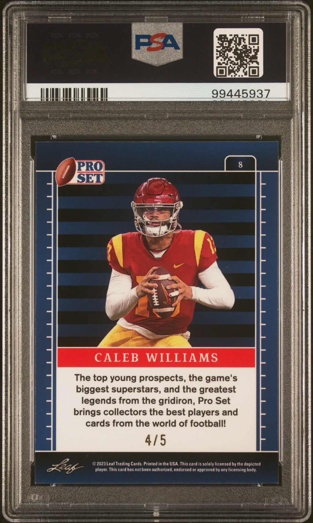 2023 Pro Set Metal #8 Caleb Williams Blue Pulsar 4/5 PSA 8.5 - PSA cert 99445937 back