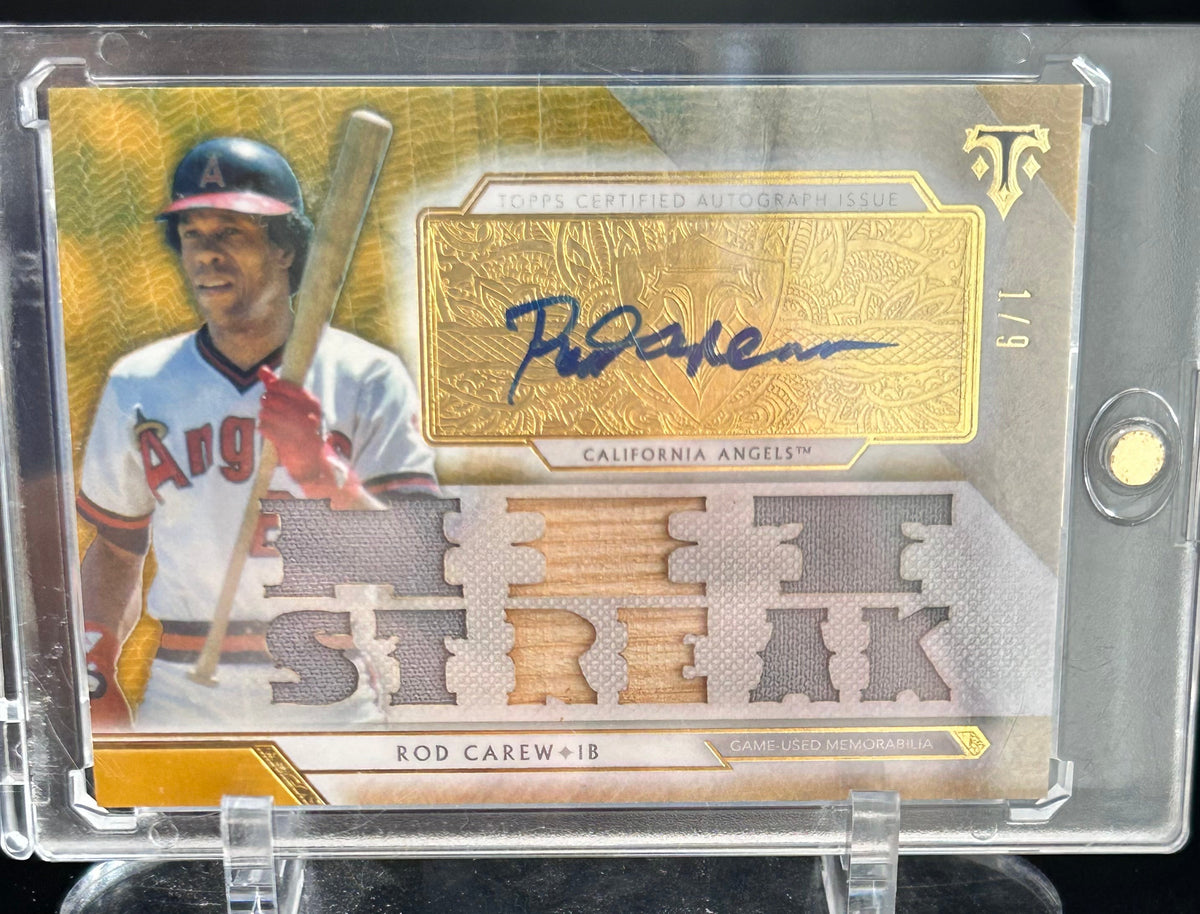 Rod Carew 2018 Triple Threads Bat/Jersey Triple Relic Certified Auto 1/9