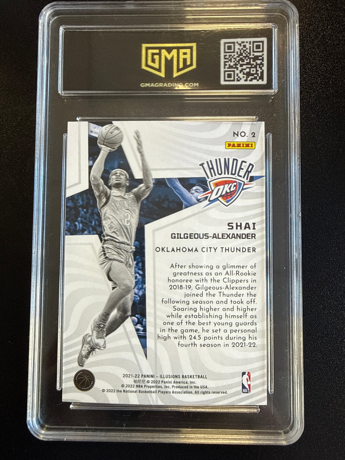 2021-22 Panini Illusions Shining Stars #2 Shai Gilgeous-Alexander Emerald GMA 10 back