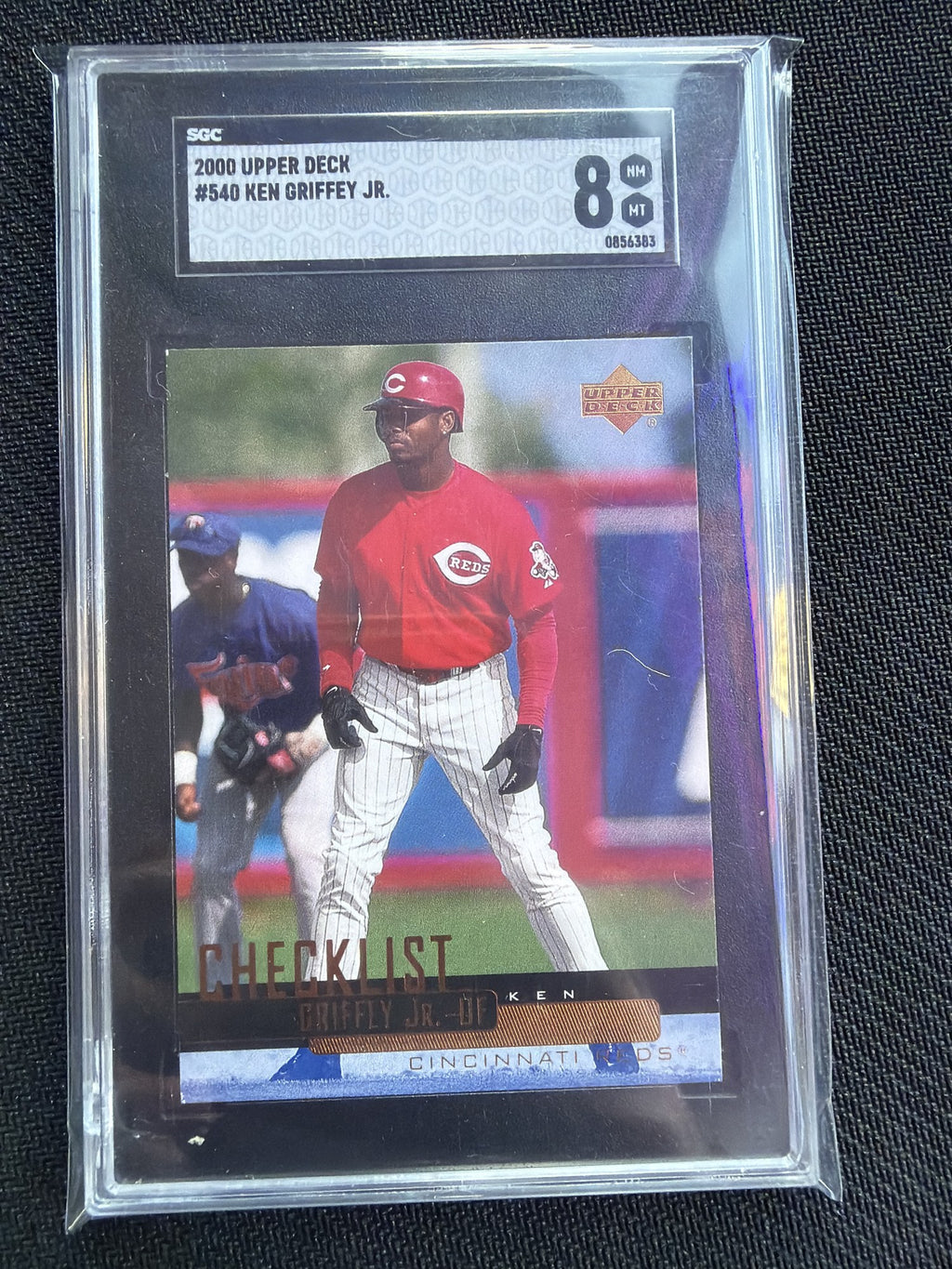 SGC cert 0856383 front slab — 2000 Upper Deck #540 Ken Griffey Jr. Checklist SGC 8