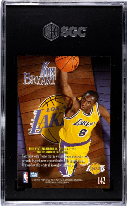 SGC cert 9060281 back — 1996-97 SkyBox Z-Force #142 Kobe Bryant RC SGC 8