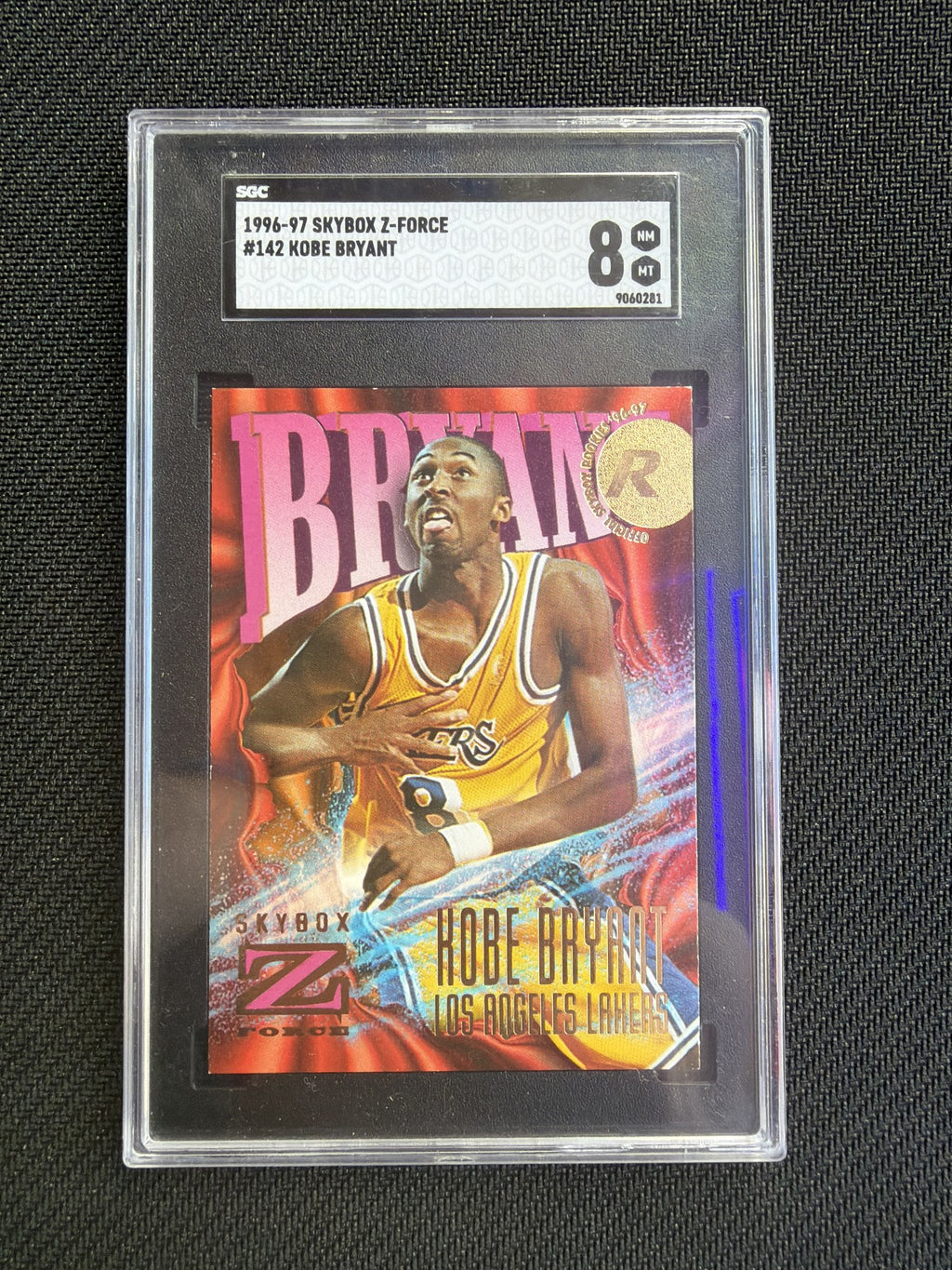 SGC cert 9060281 front slab — 1996-97 SkyBox Z-Force #142 Kobe Bryant RC SGC 8