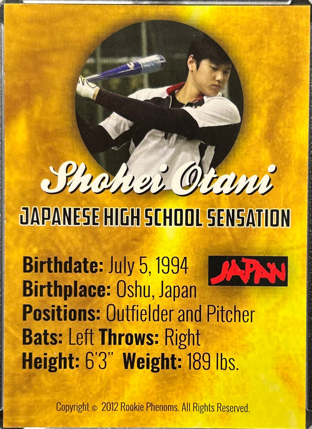 Shohei Otani 2012 Rookie Phenoms Japanese High School Sensation