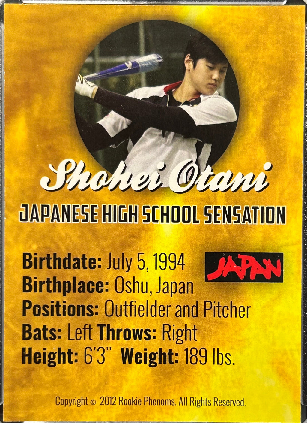Shohei Otani 2012 Rookie Phenoms Japanese High School Sensation