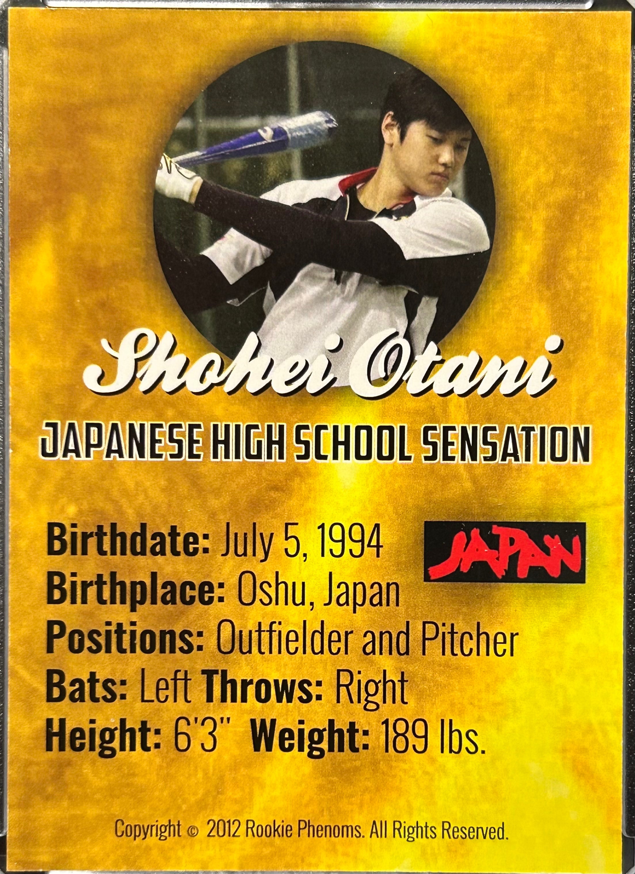 Shohei Otani 2012 Rookie Phenoms Japanese High School Sensation