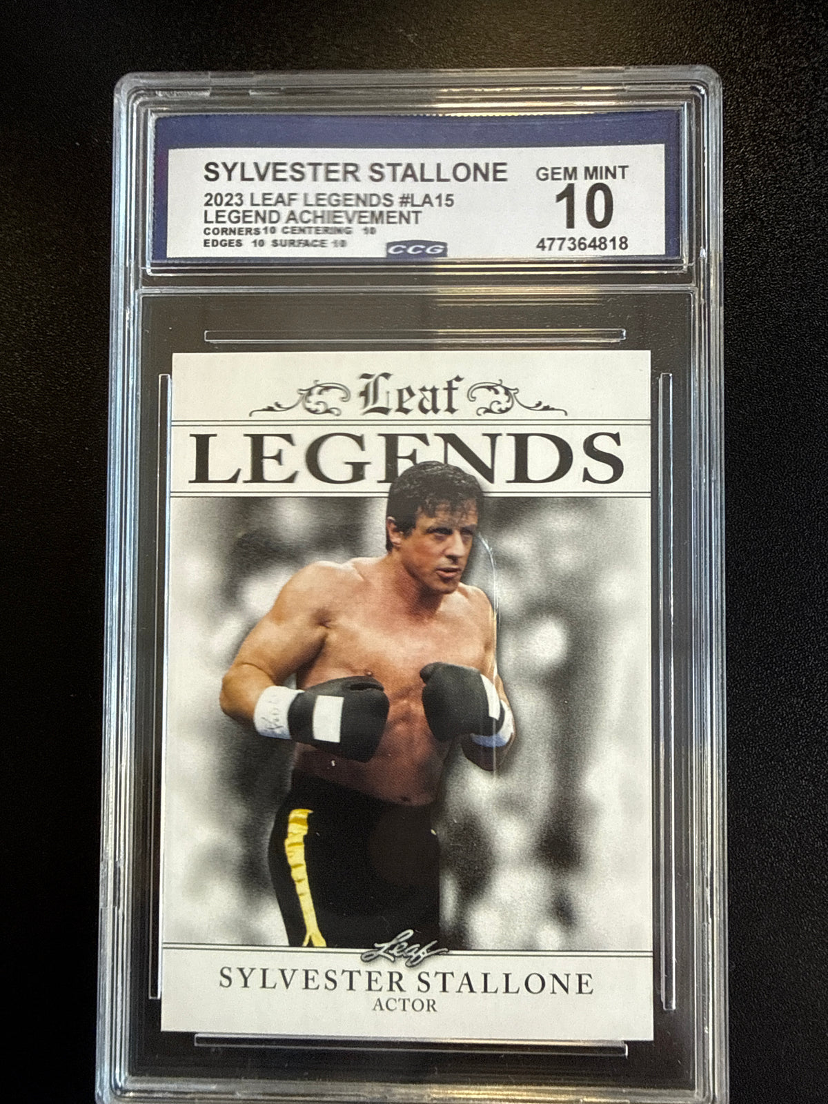 2023 Leaf Legends #LA15 Legend Achievement Sylvester Stallone CCG 10 front