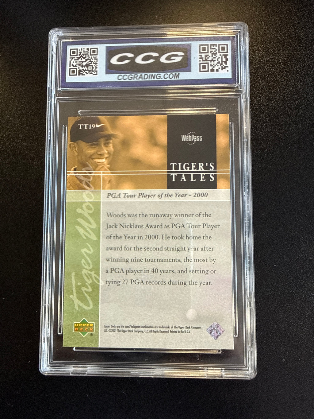 2001 Upper Deck Tiger's Tales #TT19 Tiger Woods CCG 10 back