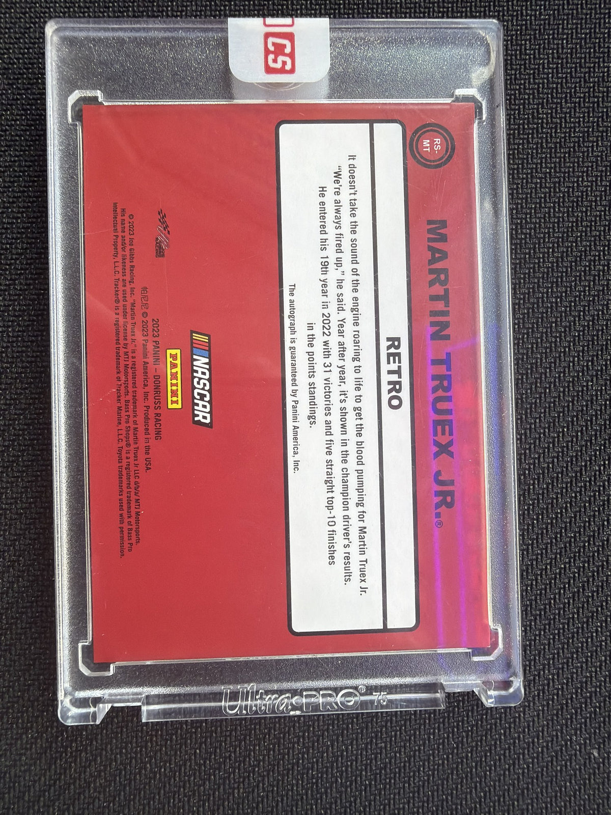 2023 Donruss Racing Retro Signatures Martin Truex Jr. Red Auto #19/25 back
